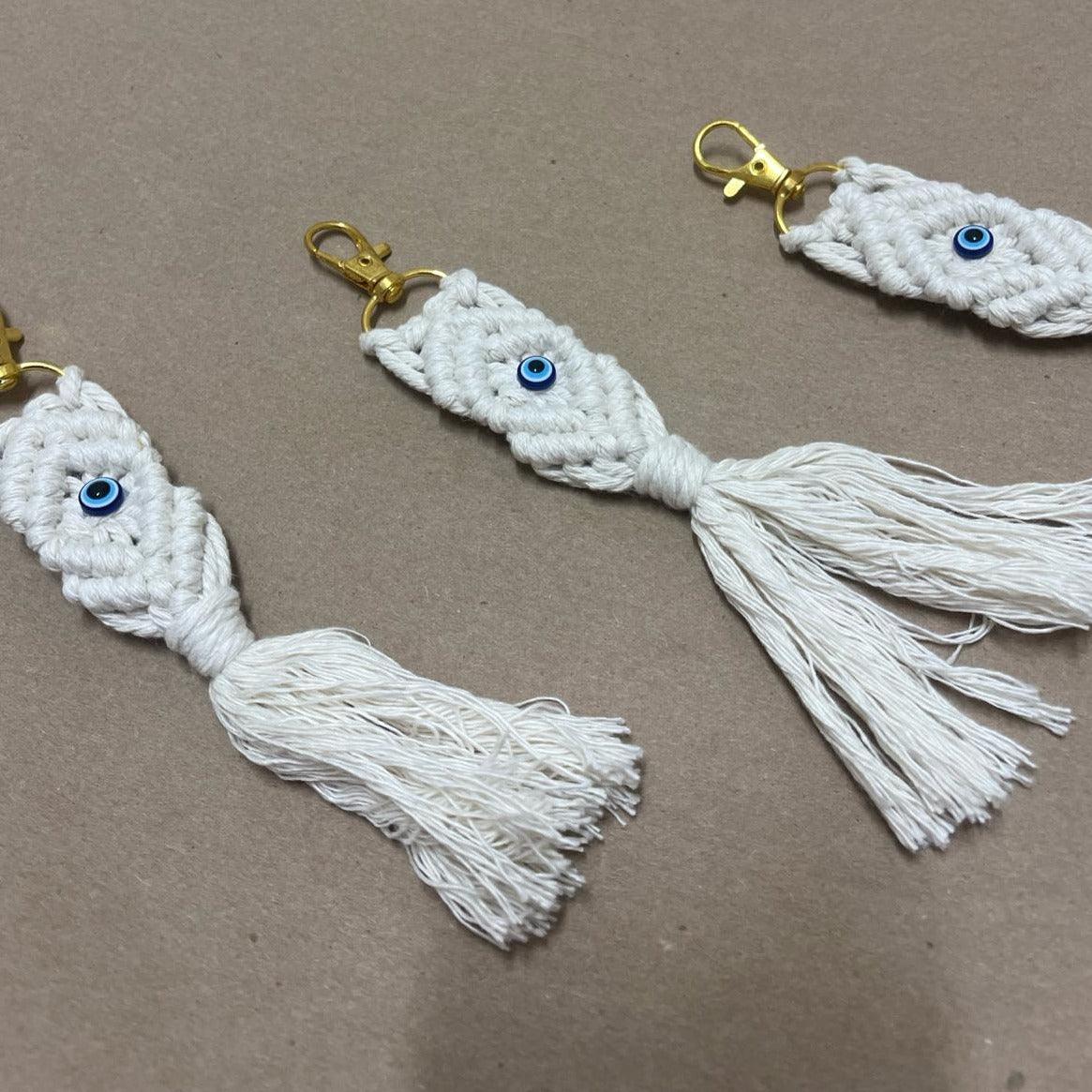 Macramé Keychain with Evil Eye Stone - Body and Soul Goods