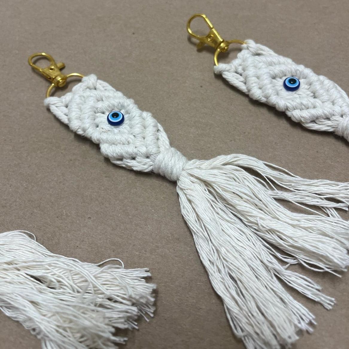 Macramé Keychain with Evil Eye Stone - Body and Soul Goods