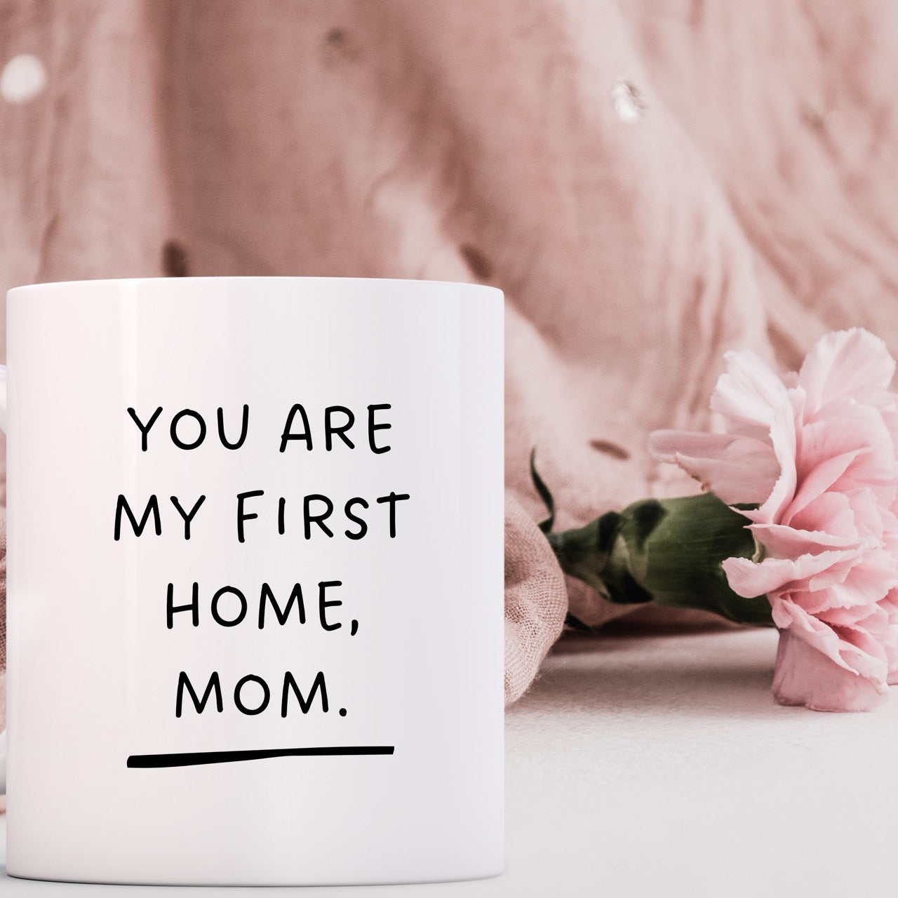Personalized Ceramic Mug for Mom - "You Are My First Home"