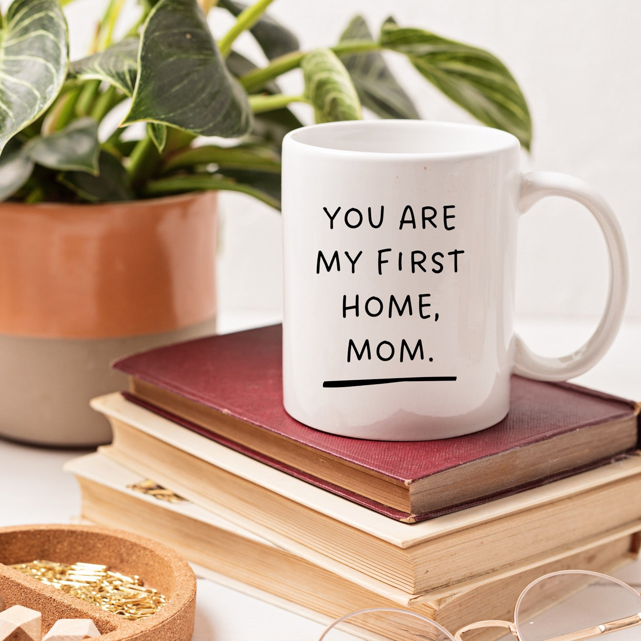 Personalized Ceramic Mug for Mom - "You Are My First Home"