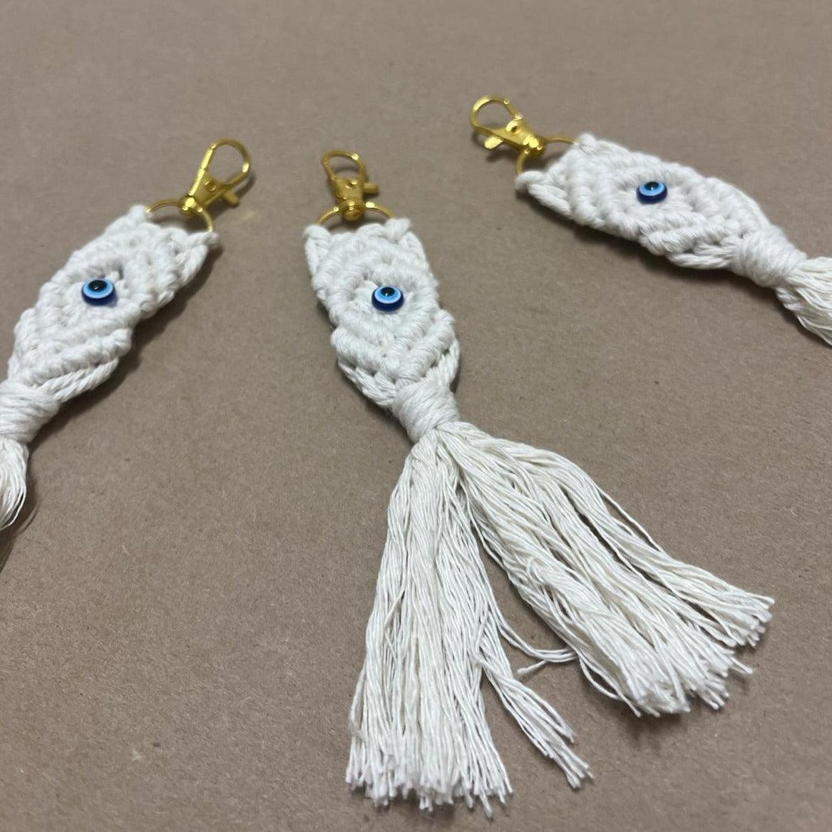 Macramé Keychain with Evil Eye Stone - Body and Soul Goods