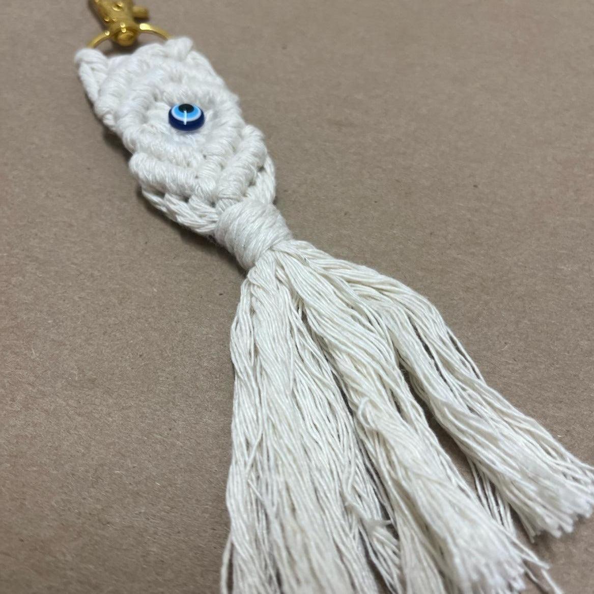 Macramé Keychain with Evil Eye Stone - Body and Soul Goods